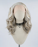 Grey Streaked Brown Synthetic Lace Front Wig WW465