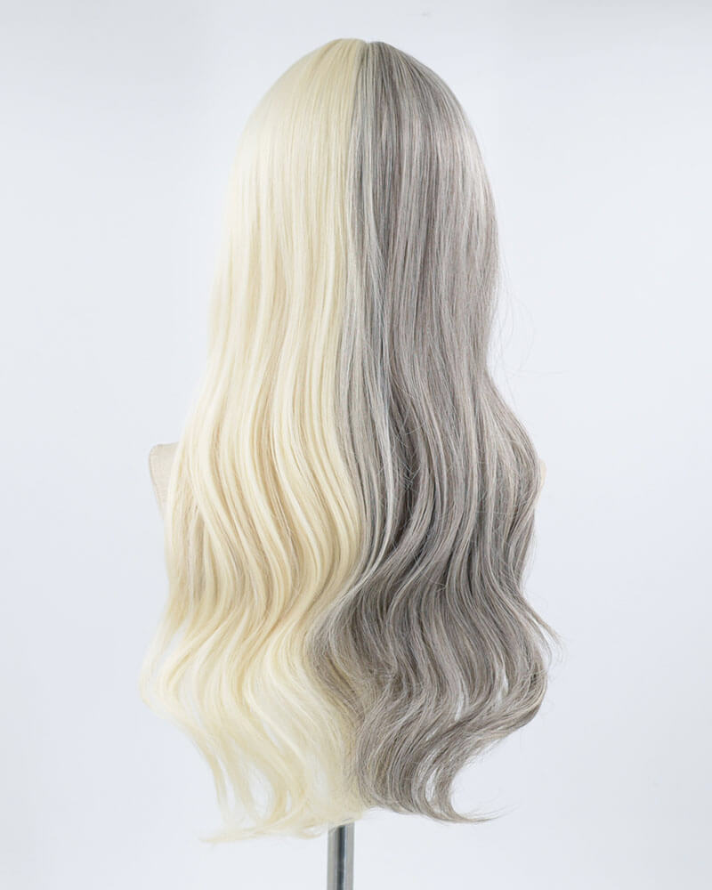 Half Grey Half Blonde Synthetic Wig HW168