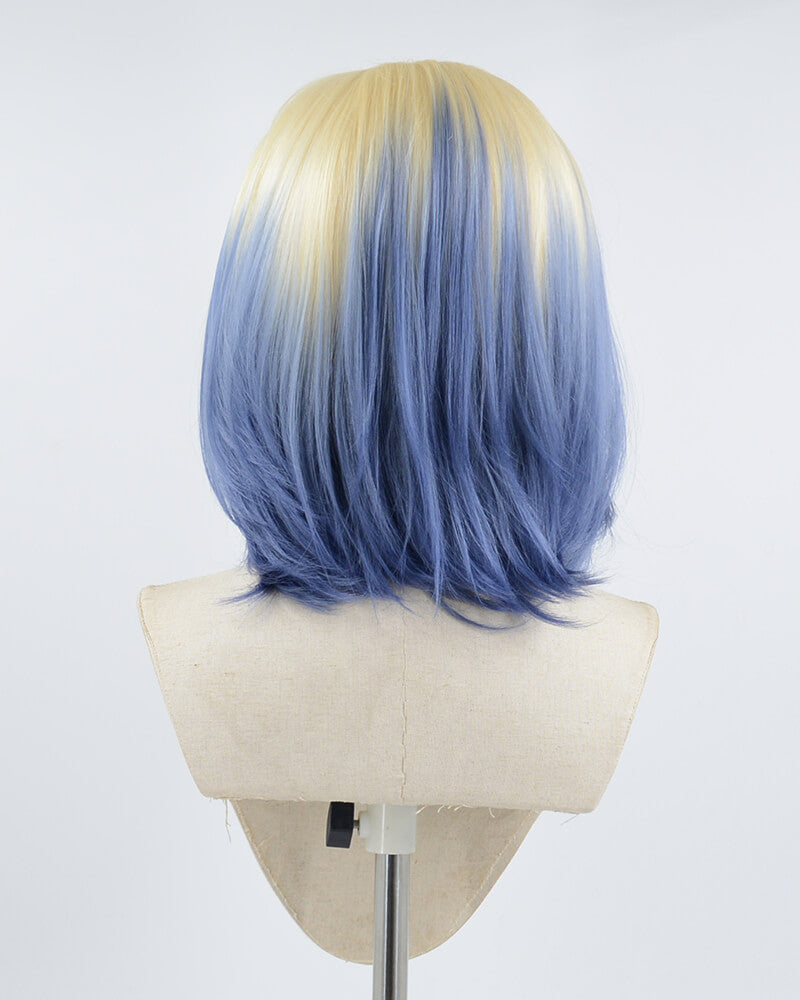 Blonde Ombre Blue Short Synthetic Lace Front Wig WW496