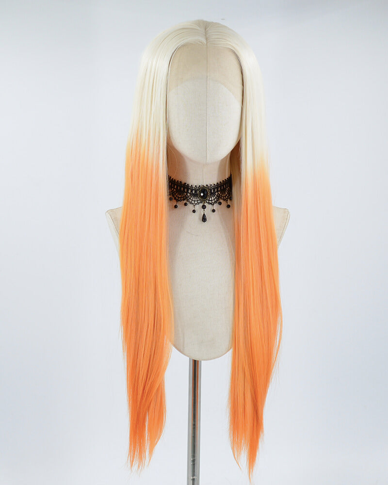Blonde Ombre Orange Synthetic Lace Front Wig WW485