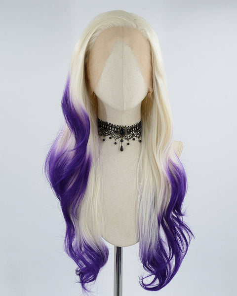 Blonde Purple Synthetic Lace Front Wig WT101 – Weekendwigs display picture 3