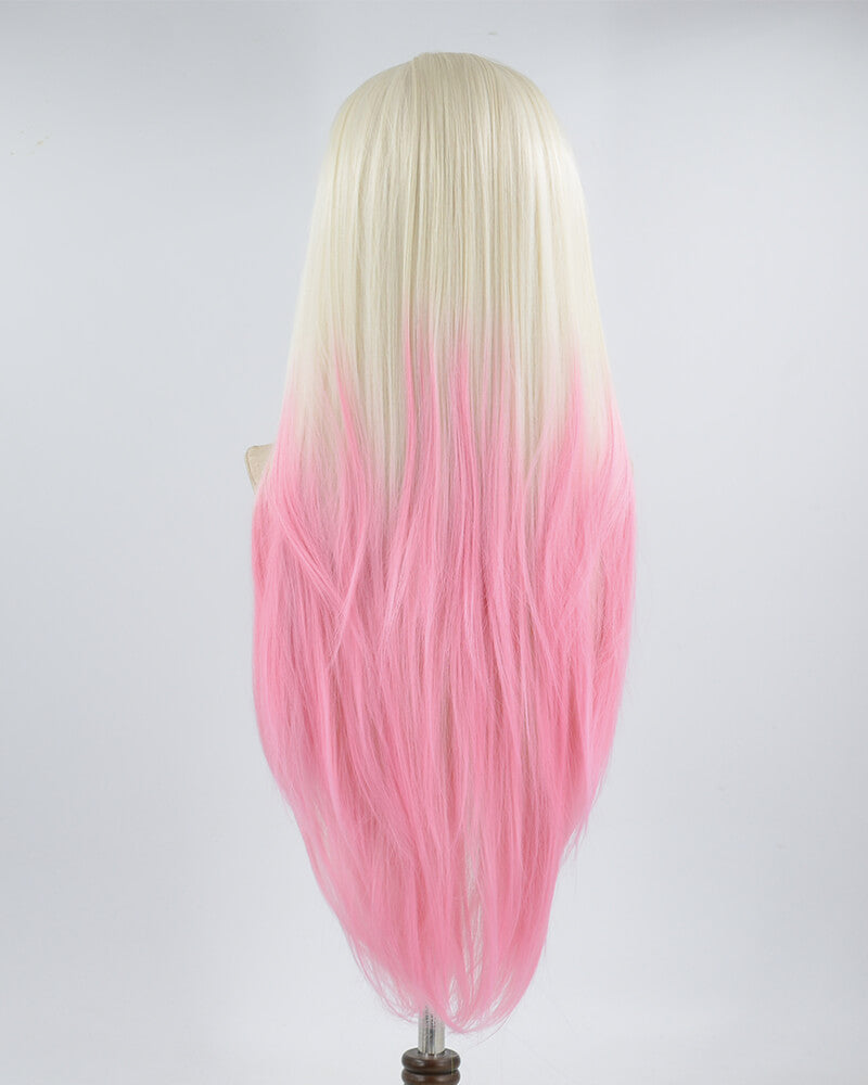 Ombre Blonde Pink Synthetic Lace Front Wig WT072