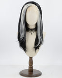 Platinum Blonde Streaked Black Synthetic Lace Front Wig WW280