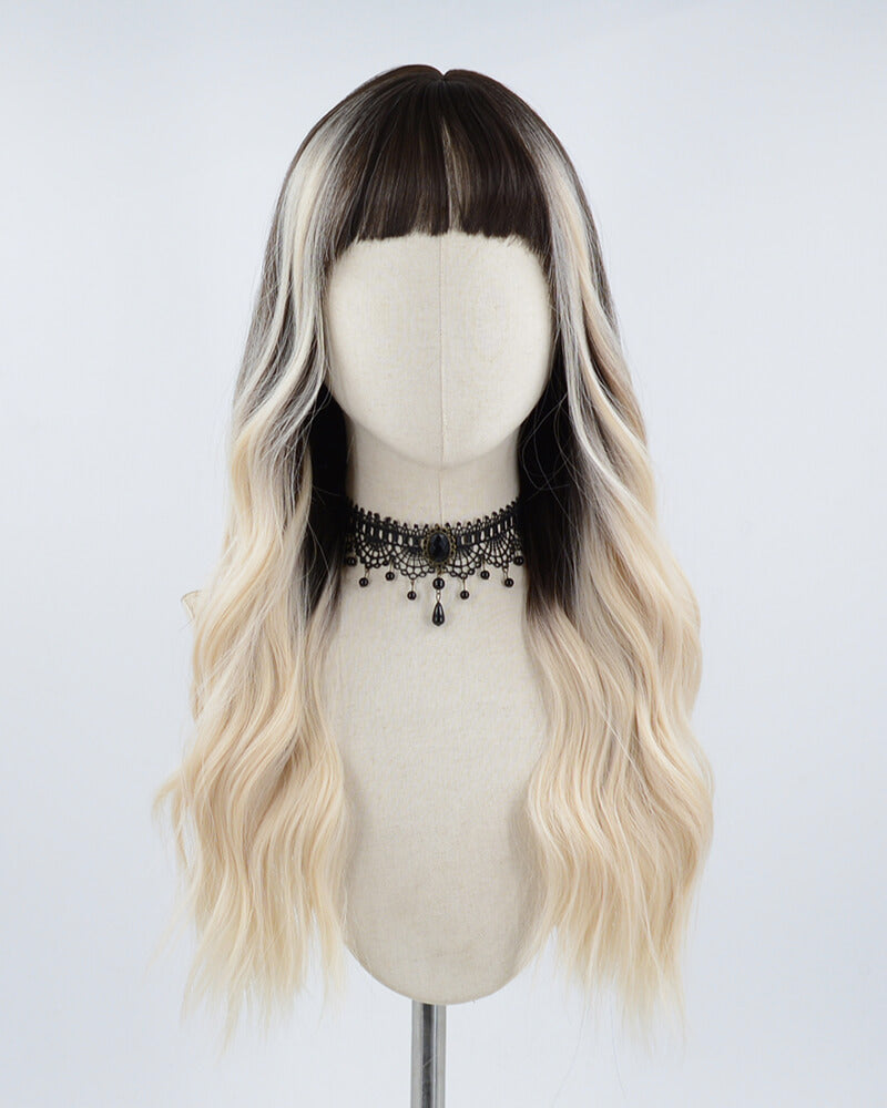Blonde Streaked Brown Synthetic Wig HW226