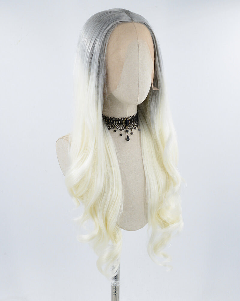 Grey Ombre Blonde Synthetic Lace Front Wig WT207