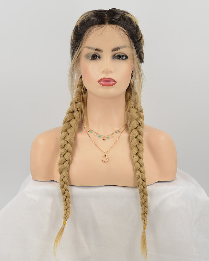 Braid Blonde Synthetic Lace Front Wig With Baby Hair WT060