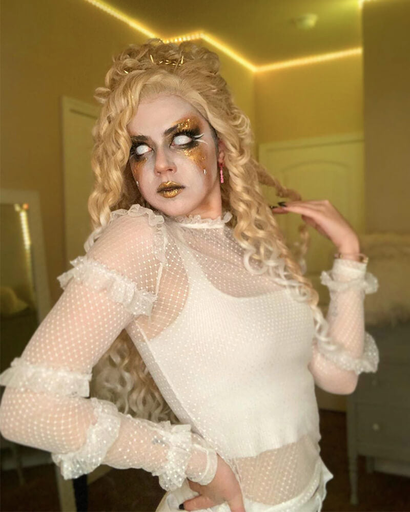 Blonde Ombre Curly Synthetic Lace Front Wig WW153