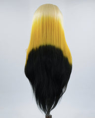 Blonde Yellow Ombre Black Synthetic Lace Front Wig WW407