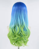 Ombre Blue Green Synthetic Lace Front Wig WW188