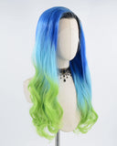 Ombre Blue Green Synthetic Lace Front Wig WW188