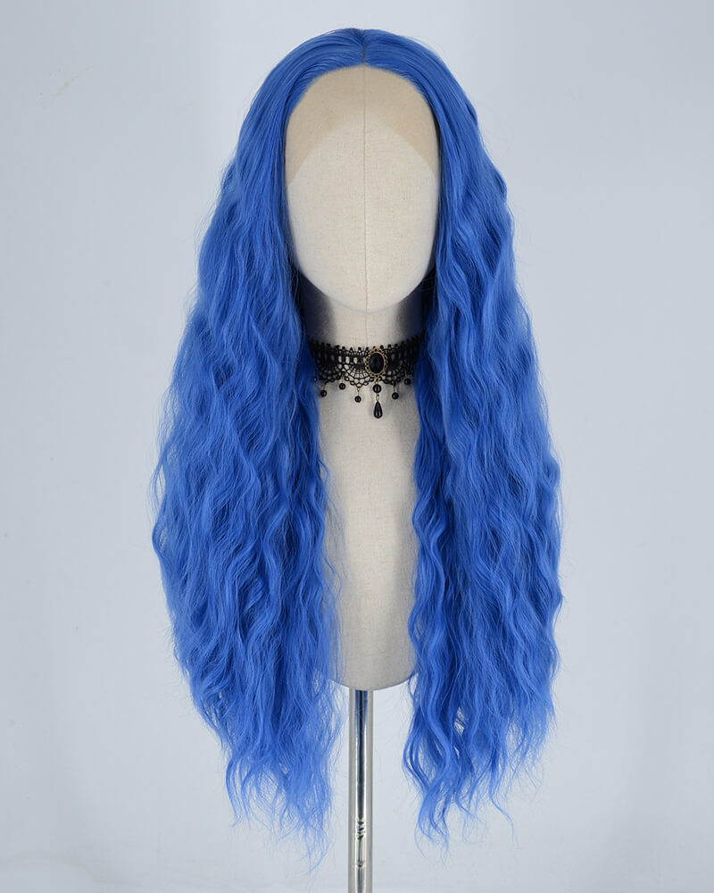 Blue Curly Synthetic Lace Front Wig WW304