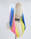 White Ombre Blue Pink Yellow Synthetic Lace Front Wig WW436