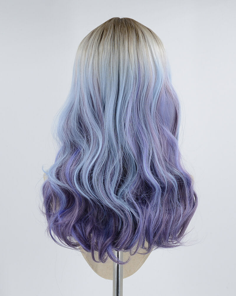 Ombre Blue Purple Synthetic Wig HW196