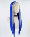 Blue Streaked Synthetic Lace Front Wig WW325