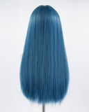 Long Blue Straight Synthetic Wig HW136