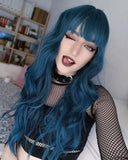 Mixed Blue Wavy Synthetic Wig HW100