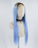 Straight Blue Synthetic Lace Front Wig WT127