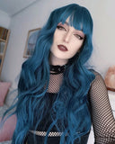 Mixed Blue Wavy Synthetic Wig HW100