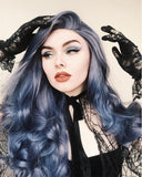 Long Blue Synthetic lace Front Wig WT049