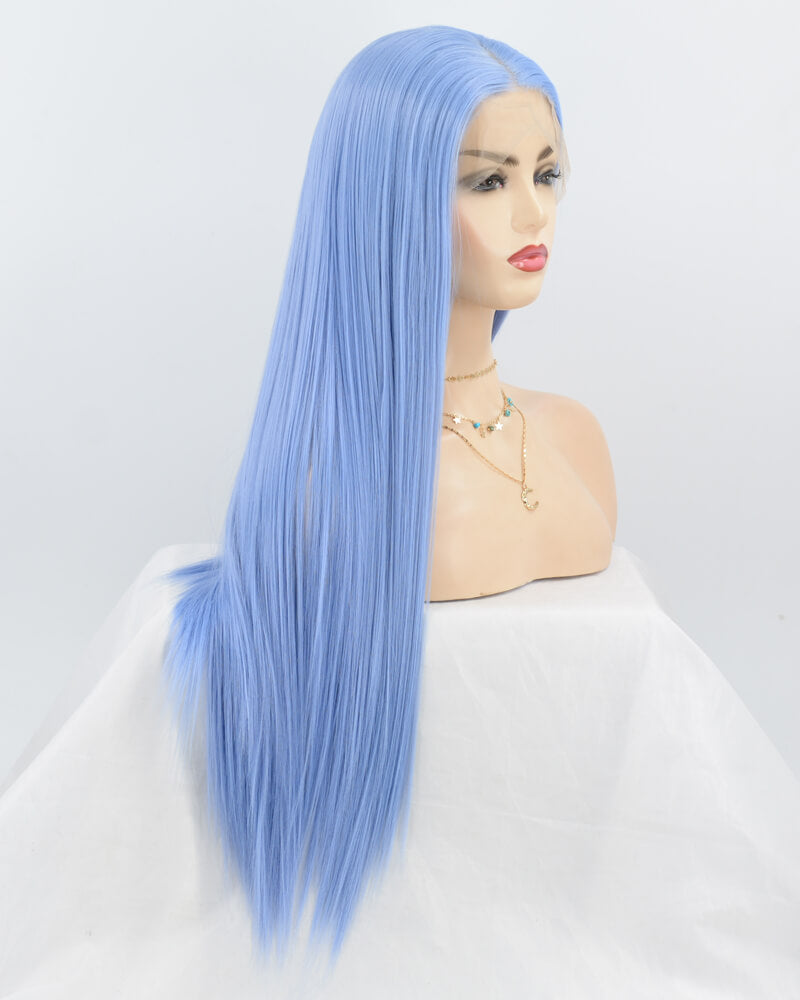 Long Blue Synthetic Lace Front Wig WW065