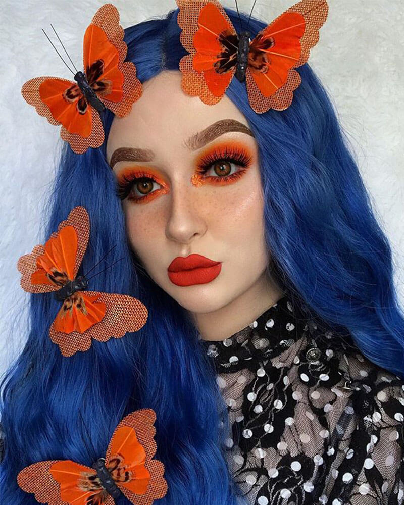 Blue Synthetic Lace Front Wig WW073