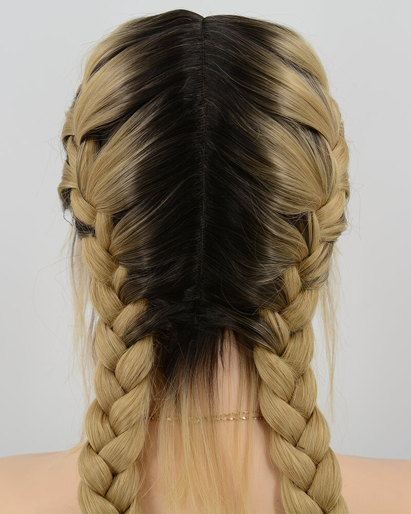 Braid Blonde Synthetic Lace Front Wig With Baby Hair WT060