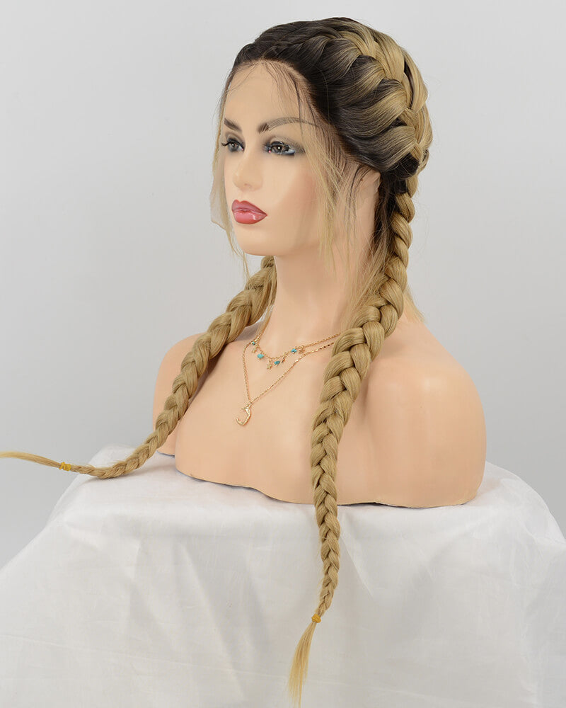 Braid Blonde Synthetic Lace Front Wig With Baby Hair WT060