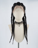 Black Braided Synthetic Lace Front Wig WW312