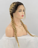 Braid Blonde Synthetic Lace Front Wig With Baby Hair WT060