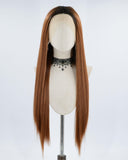 Long Brown Synthetic Lace Front Wig WT173