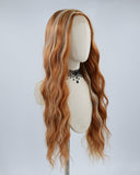 New Curly Brown Streaked Synthetic Lace Front Wig WW469