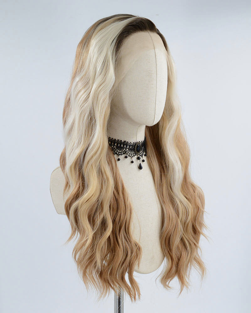 Ombre Brown Blonde Synthetic Lace Front Wig WW422