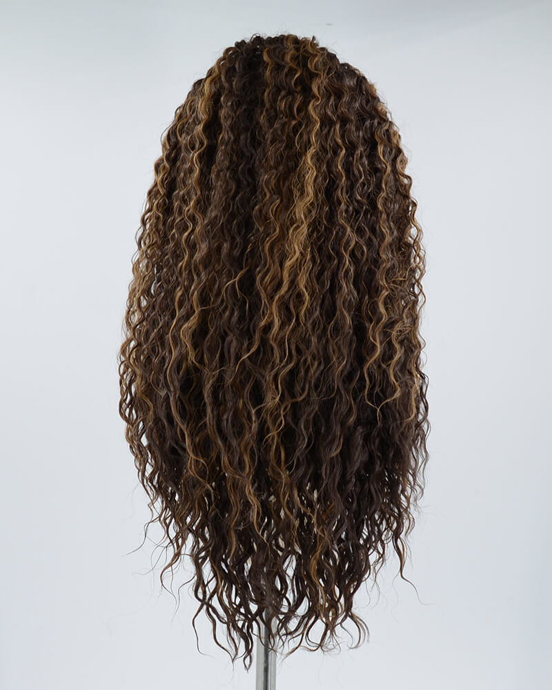 Brown Curly Synthetic Lace Front Wig WW487