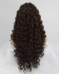 Brown Curly Long Synthetic Lace Front Wig WW156