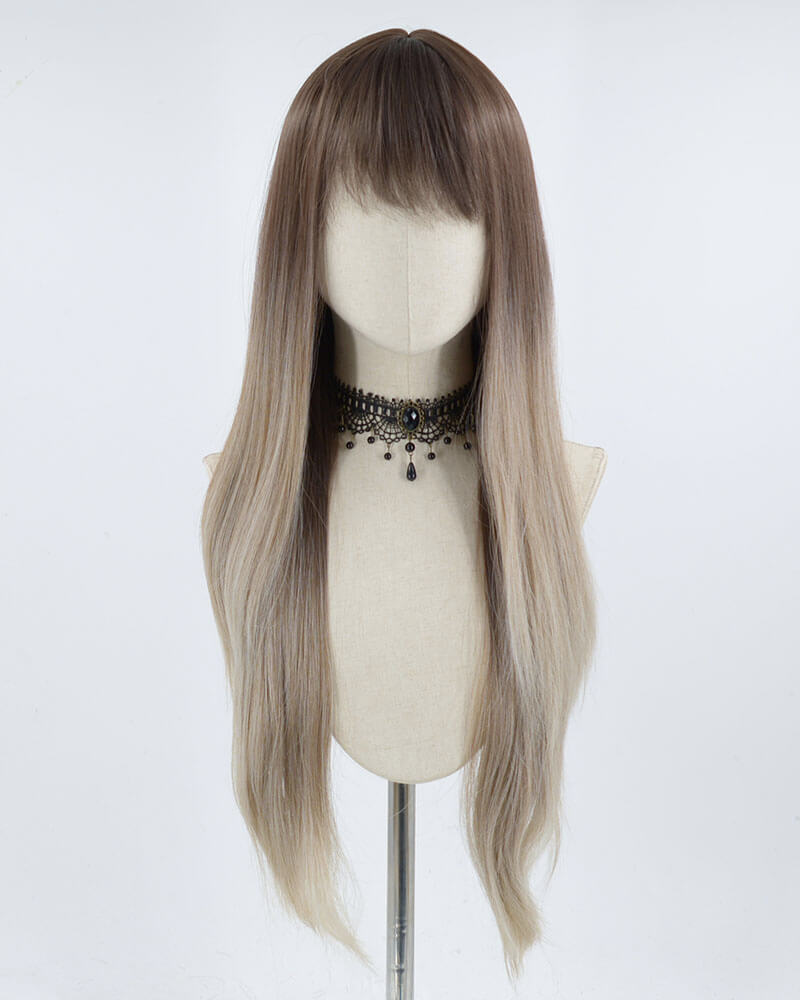 Brown Ombre Grey Synthetic Wig HW147