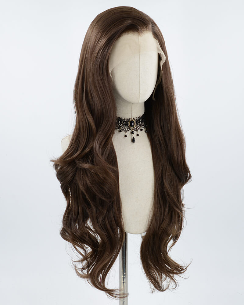 Natural Brown Wavy Synthetic Lace Front Wig WW025