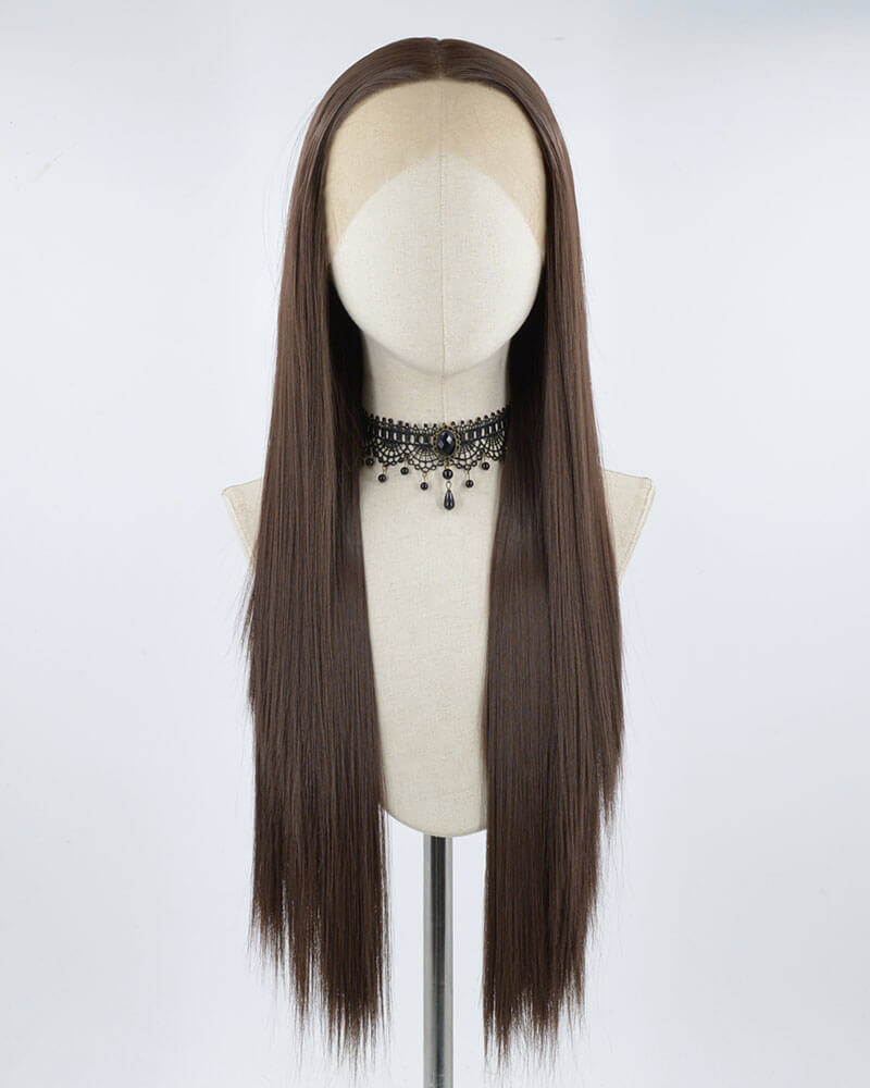 Brown Straight Long Synthetic Lace Front Wig WW352