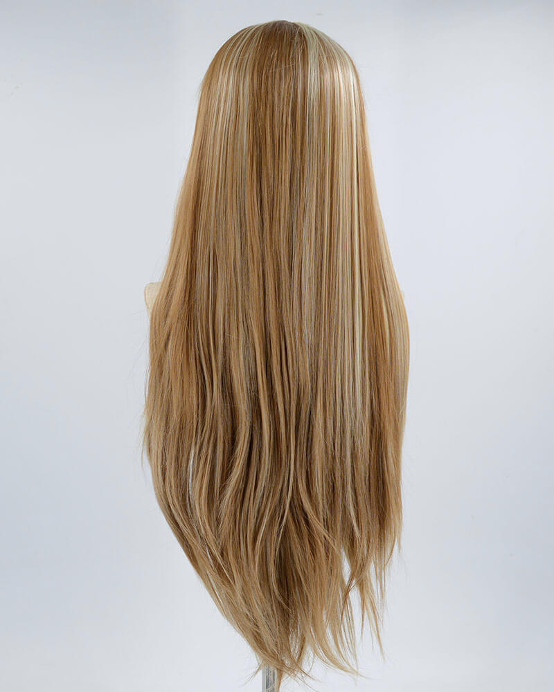 Brown Blonde Streaked Synthetic Lace Front Wig WW427