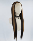 Brown Streak Black Synthetic Lace Front Wig WW437