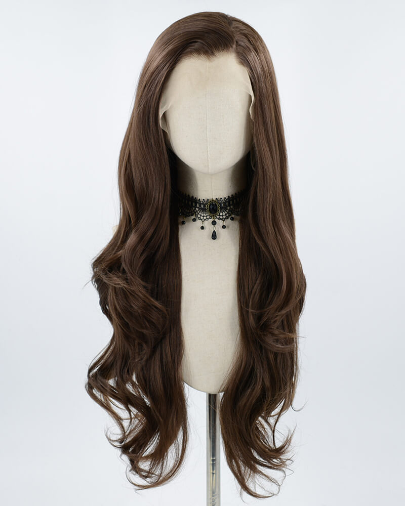 Natural Brown Wavy Synthetic Lace Front Wig WW025