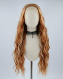 New Curly Brown Streaked Synthetic Lace Front Wig WW469