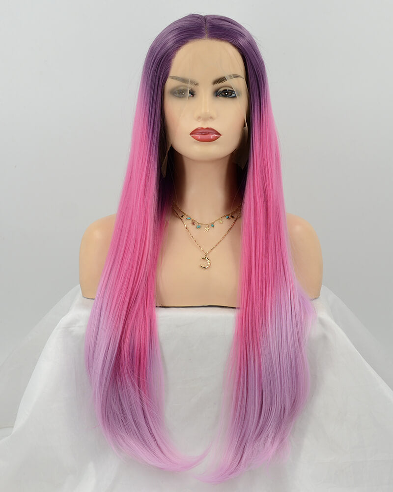Purple Pink Synthetic Lace Front Wig WT035