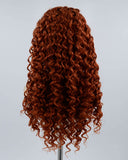 Auburn Red Long Curly Synthetic Lace Front Wig WW393