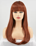 Straight Cooper Red Wefted Wig With Bangs HW051