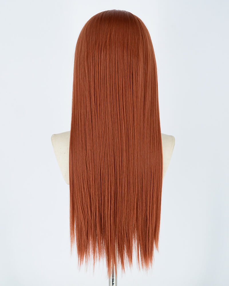 Long Straight Cooper Red Synthetic Lace Front Wig WW297