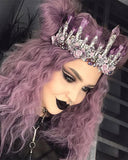 Purple Curly Short Synthetic Lace Front Wigs Bob Hairstyle WT013