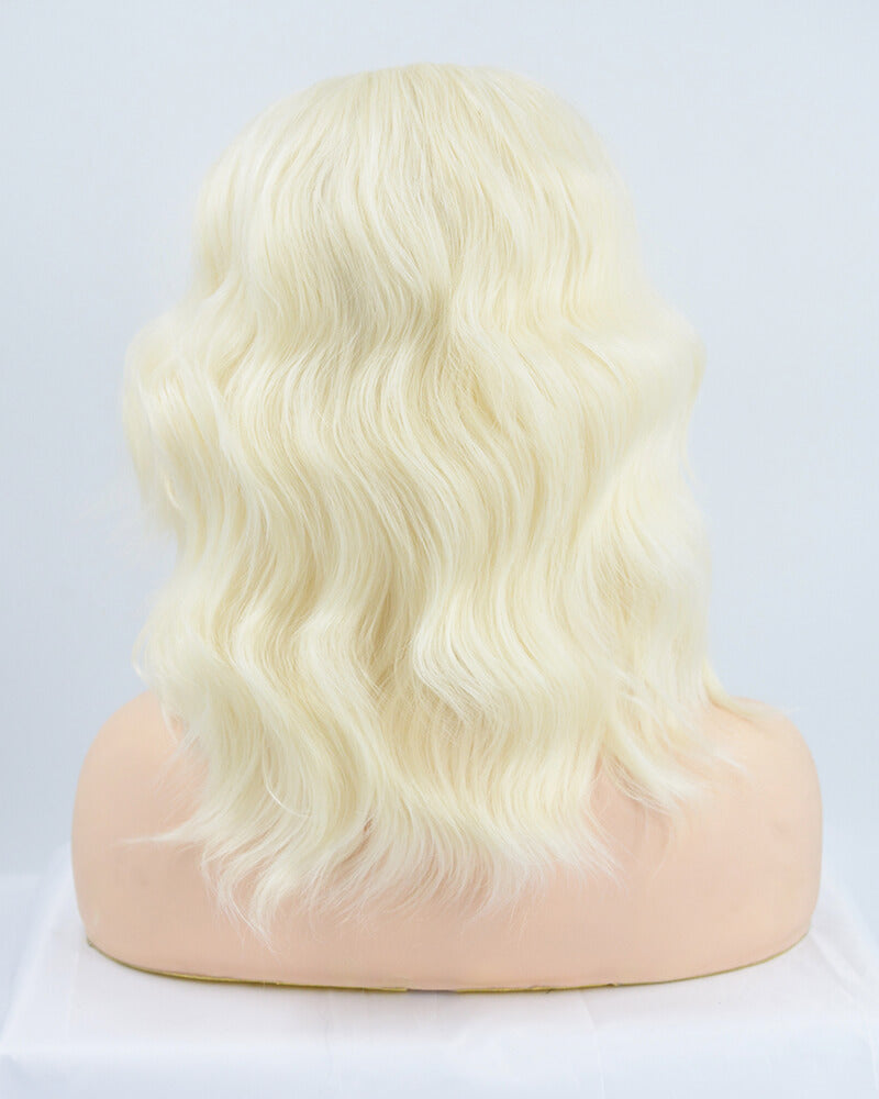 Curly Short Platinum Blonde Synthetic Lace Front Wig WW129