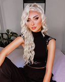 Long Ash Blonde Synthetic Lace Front Wig WW058