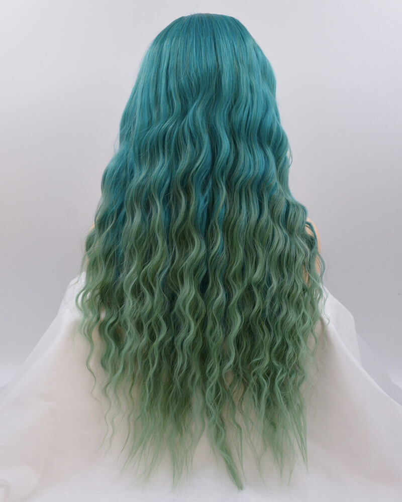 Curly Ombre Green Synthetic Lace Front Wig WT132