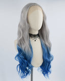 Grey Ombre Blue Synthetic Lace Front Wig WW430